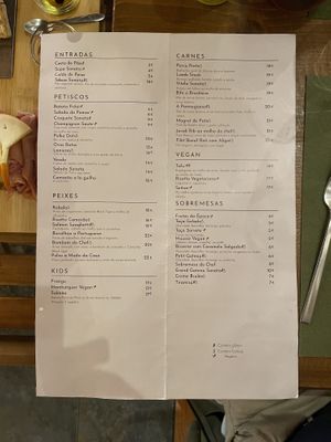 Menu  at Alkimya in Covilha