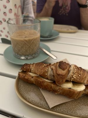 Vegan Croissant with peanut butter and banana  at Nina 11 Comfort Bar in Lagos