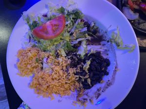 whole vegan black beans, rice, salad & guacamole. at Rio Mexican Cuisine in Burnsville