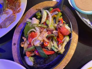 fajitas mad vegan and with surprisingly little oil. 😄 at Rio Mexican Cuisine in Burnsville