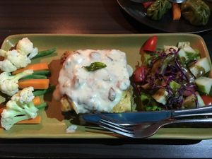 spinach pie with hollandaise sauce at Places Restaurant and Bar in Kathmandu