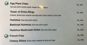 menu  at Places Restaurant and Bar in Kathmandu