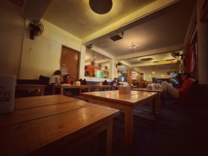 View inside tables on floor comfy chill vibe  at Places Restaurant and Bar in Kathmandu
