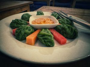 The best momos I’ve had pesto momos   at Places Restaurant and Bar in Kathmandu