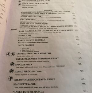 menu at Places Restaurant and Bar in Kathmandu