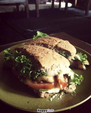 Baba Ganoush sandwich in homemade bread at Places Restaurant and Bar in Kathmandu