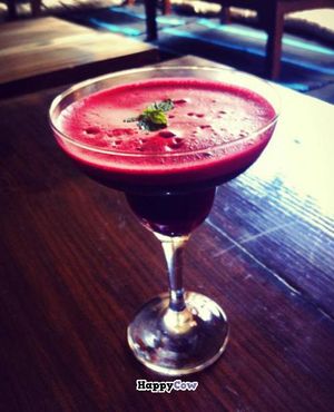 'True Blood' health drink based on beetroot celery and apple. at Places Restaurant and Bar in Kathmandu