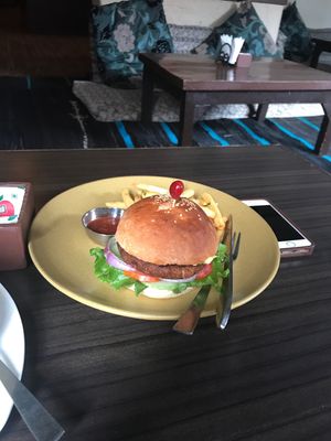 Veg burger  at Places Restaurant and Bar in Kathmandu