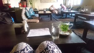 Settings on the floor , very calm from all the city noises  at Places Restaurant and Bar in Kathmandu