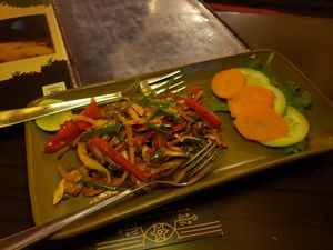 mushroom sadeko. tasty at Places Restaurant and Bar in Kathmandu