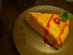 pumpkin vegan sponge cake at Places Restaurant and Bar in Kathmandu