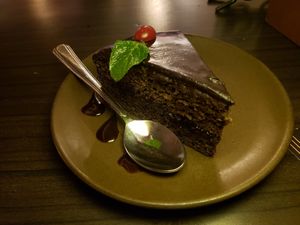 vegan chocolate cake at Places Restaurant and Bar in Kathmandu