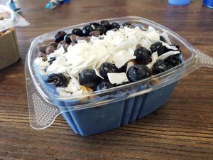 Big blue bowl at Vibe Foods Superfood Bar in Memphis