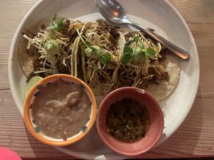 Vegan tacos of mushroom  at Casa Arcas in San Miguel De Allende