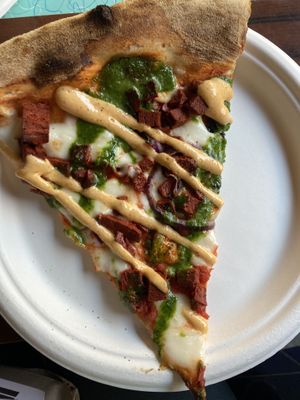 Pizza mit Veganer Chorizo und Korianderpesto  at Voodoo Rays - Dalston in East London