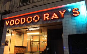 Outside the restaurant at Voodoo Rays - Dalston in East London