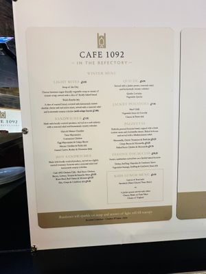 Menu  at Café 1092 in Chester
