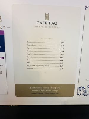 Drinks menu  at Café 1092 in Chester