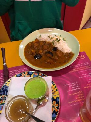 Vegan eggplant masala at Indian Mango in Munich