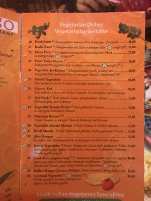The majority of the vegetarian section is vegan!  at Indian Mango in Munich