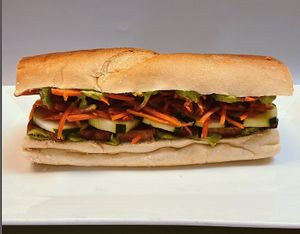 Tofu Banh Mi (V)
Marinated & Baked Tofu, English Cucumber, Pickled Carrots, Jalepeno and Cilatro Veganaise on Baguette! at Cloud City Coffee in Seattle