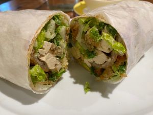 NY "Chicken" Caesar Salad as a wrap at Plant Junkie - Front St in New York City
