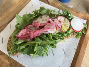 Avocado toast (modified no feta)   at Laidrey in Tarzana