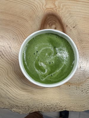 hot strawberry matcha latte with oat milk (they only use oat milk!)  at Ooika in Lawrenceville