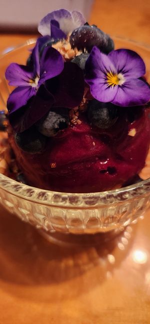 Marrionberrry sorbet at Wild Mountain Food & Drink in Sooke