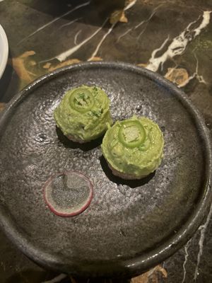 This is the Fried Rice with Spicy Tuna done vegan, with avocado on top.   at Caesar's Palace - Nobu in Las Vegas