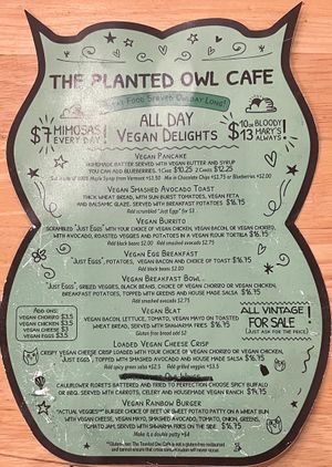 Menu  #Veganuary at The Toasted Owl Cafe in Phoenix