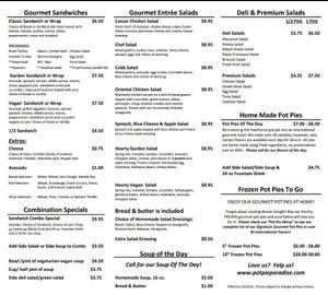Deli Menu at Pot Pie Paradise in Hayward