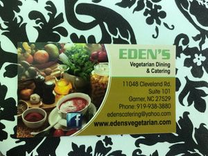 Business Card at Eden's Vegans in Raleigh