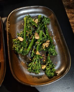 Tenderstem broccoli & greens with garlic & chilli at Smoke  in Wilmslow