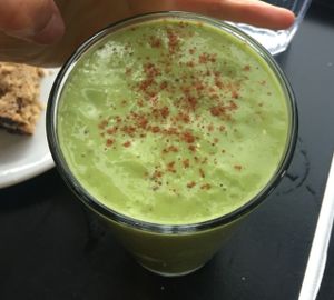 Mango date and  avocado smoothie at Harlow in Portland