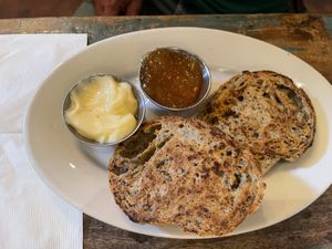 Vegan mushroom-scallion biscuitts  at Harlow in Portland