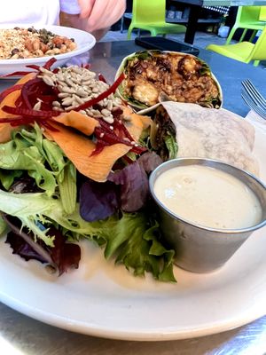 Wrap with side salad and house made ranchh dressing  at Harlow in Portland