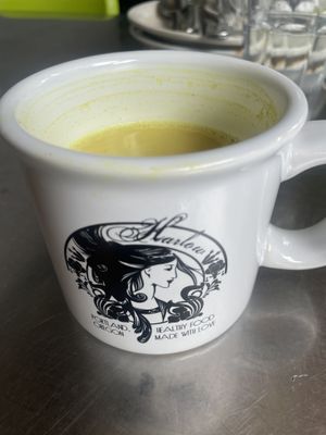 The golden latte was wonderful in this big old mug!  at Harlow in Portland