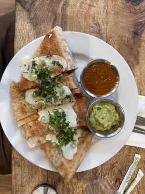 Walnut chorizo quesadilla with guacamole  at Harlow in Portland