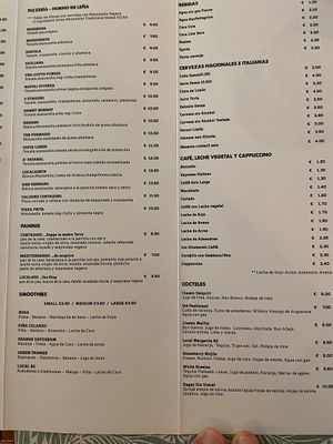 Menu  at Local92 in Barcelona