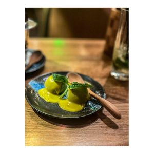 Jap. Mochieis mit Mangocreme  at Bodhi Vegan Living - St George in Hamburg