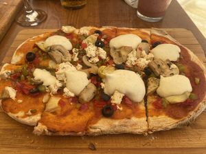 Vegan pizza   at La Plaza Malaga - Calle Alcazabilla in Malaga