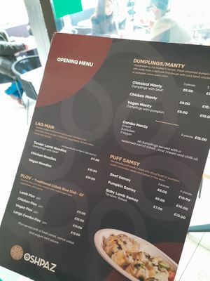 Menu at OSHPAZ - Regent Street in London