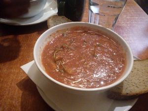 Vegan Gazpacho soup at Vegtral Restaurace in Prague