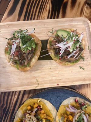 Mushroom tostadas   at El Mictlan BYOB Restaurant in Philadelphia