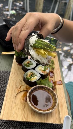 Second hand roll and also a regular veggie roll.    at SushiBar in Tortola