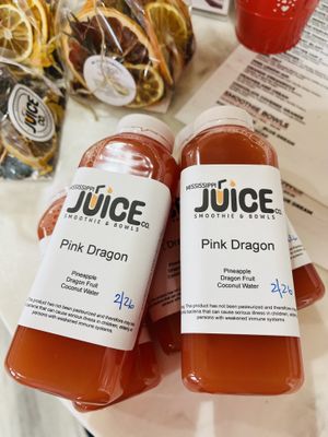 Pink Dragon cold pressed juice is another healthy optionn  at Mississippi Juice Company in Cleveland