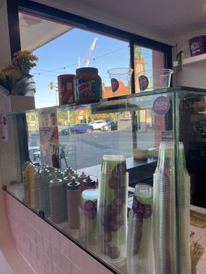 Peanut butter display   at Açaí Society in Coburg