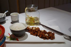 Kung pao & rice at Liansu World in Beijing