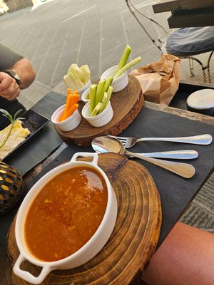 Speltsoep met champignons at La Bottega di Ines in San Quirico Dorcia